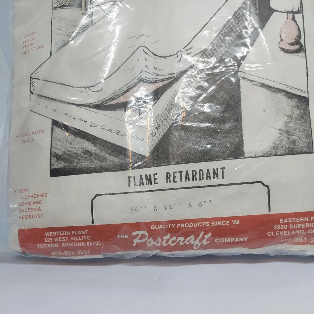 Vtg Vinyl Clave Protective Mattress Cover Contour Style Flame Retardant Sz Full